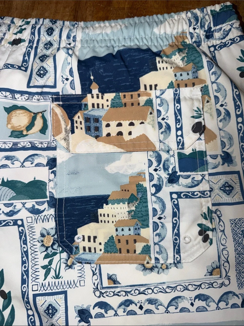 Abercrombie & Fitch Blue and White Mediterranean Print Shorts